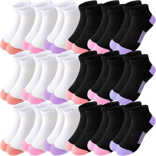 Bemeol Girls Socks 18 Pairs Ankle Socks Girls Soft Athletic Low Cut Cotton Sock