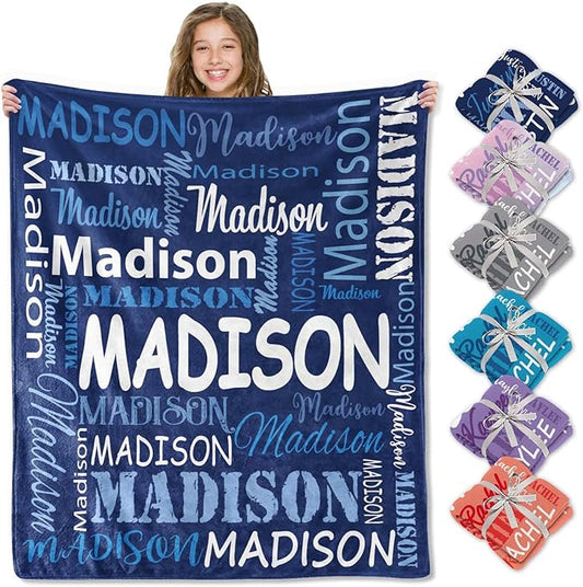 Ships Next Day, Personalized Blankets and Throws Custom Blanket with Name Customized Flannel Blanket for Kids Christmas Blanket Gifts for Teen Girls Boys