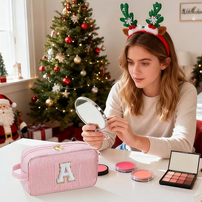 YOOLIFE Graduation Gifts for Girls Teen Girls - Class Of 2024, Personalized Graduation Gifts for Her, Graduation Party Favor, Monogram Initial Pink Makeup Bag for Teen Girl Gifts Trendy Stuff G