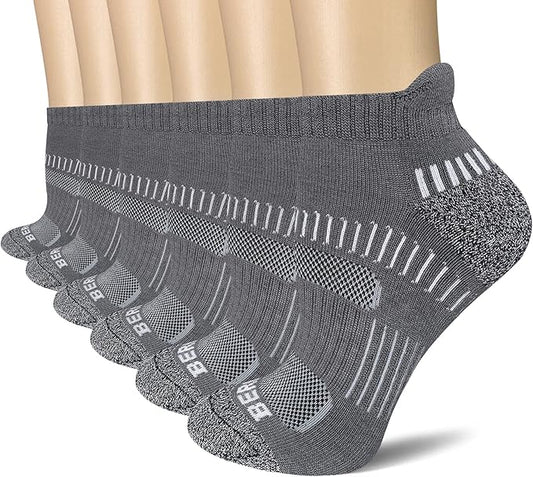 BERING Women's Athletic Running Cushioned Ankle Socks (6 Pairs)