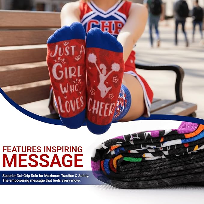 Cheer Socks For Girls, Fun Cheerleading Socks for Cheerleaders, Ideal Cheer Team Gifts