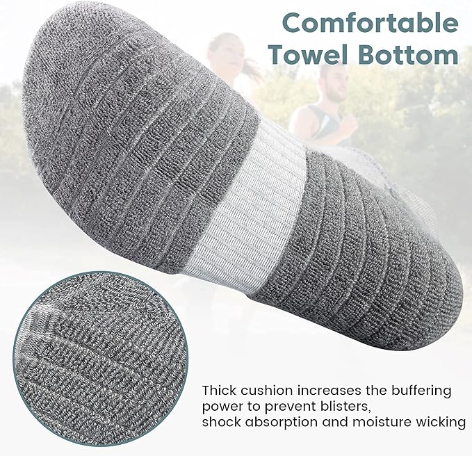 TANSTC Mens Socks,6 Pairs Anti-Blister Cushioned Breathable Cotton Athletic Ankle Running Sports Women Sock