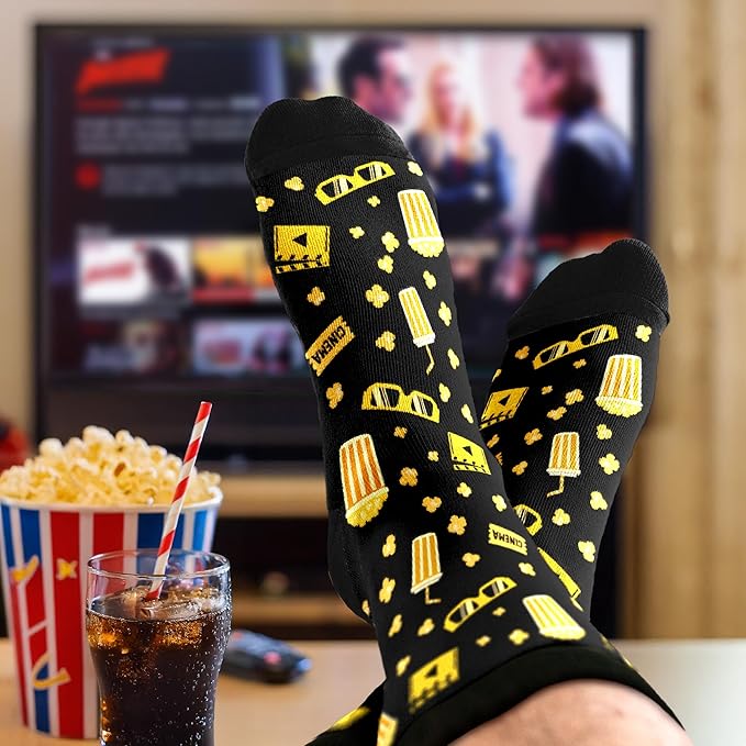 Movie Lover Gifts - Christmas Socks for Women, Funny and Horror Themed Gifts, Ideal for Movie Nights, Theater Gift