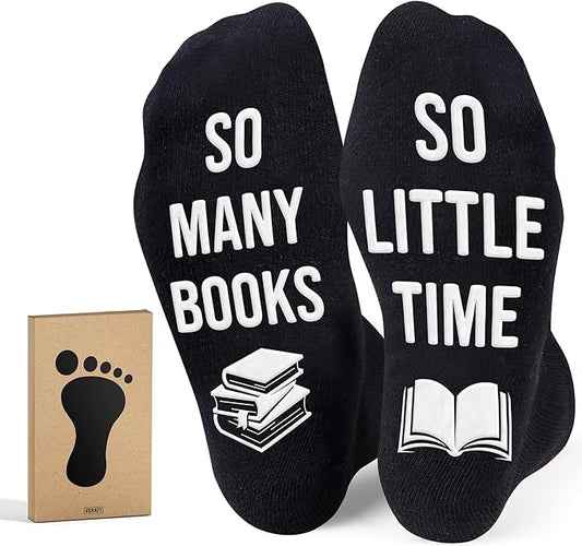 VICRAZY Book Lovers Gifts - Funny Socks for Book Lovers - Gift for Readers - Reading Stuff, Stocking Stuffers for Men, Women