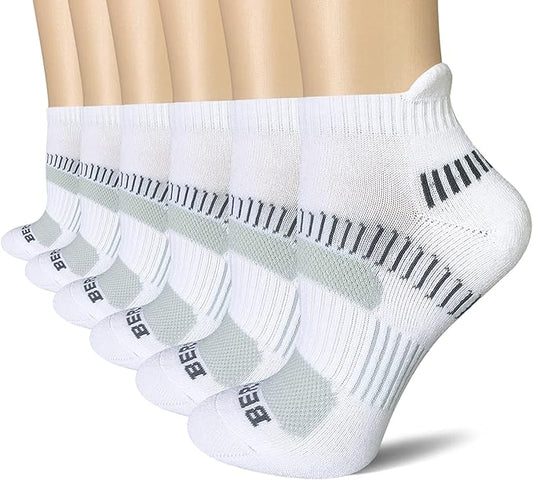BERING Women's Athletic Running Cushioned Ankle Socks (6 Pairs)