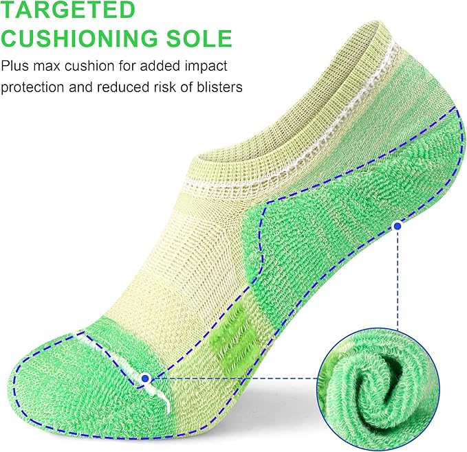 No Show Socks Womens Athletic Cushion Ankle Footies Low Cut 5-6 Pairs