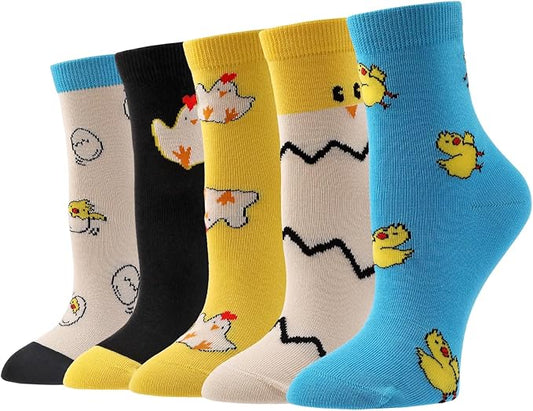 Girls Cotton Socks Soft Novelty Socks Cute Floral Pattern 11-15 Years 5 Pairs