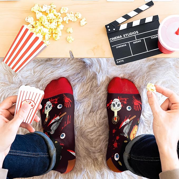 Movie Lover Gifts - Christmas Socks for Women, Funny and Horror Themed Gifts, Ideal for Movie Nights, Theater Gift