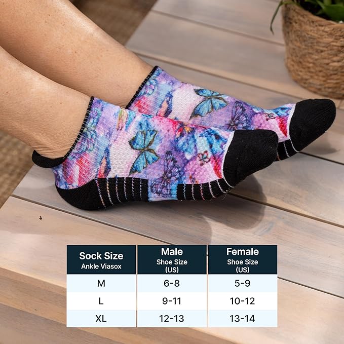 Viasox Ankle Compression Socks for Women & Men, 14 mmHg Support Improves Circulation, Extra Cushioned