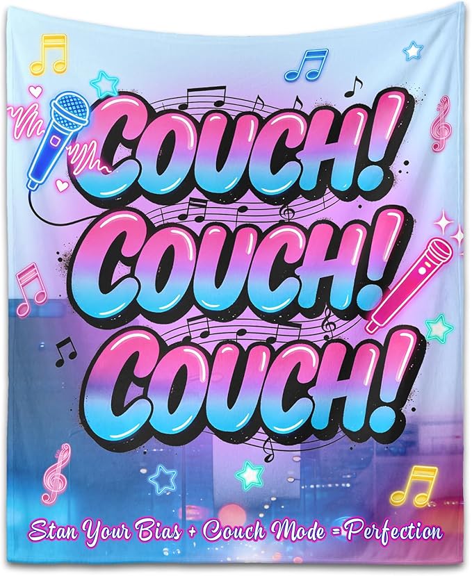 Kpop Couch! Couch! Couch! Gifts Blanket - Ultra-Soft Plush Throw Blanket for Adult, Teen Girls, Music Gifts for Women Friends K-Pop Lovers Merch Stuff, Christmas Birthday Gifts (Blue, 60''x50'')