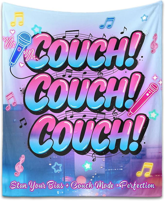 Kpop Couch! Couch! Couch! Gifts Blanket - Ultra-Soft Plush Throw Blanket for Adult, Teen Girls, Music Gifts for Women Friends K-Pop Lovers Merch Stuff, Christmas Birthday Gifts (Blue, 60''x50'')