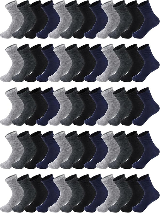 Tarpop 100 Pairs Bulk Mens Socks Moisture Wicking Casual Sports Ankle Socks for Homeless Unisex Adult Men Women