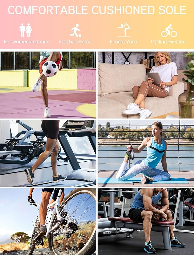 Airacker Athletic Running Ankle Cotton Socks, Low Cut Cushioned functional Anti-Blister Tab Sports Socks for Men Women 6pairs