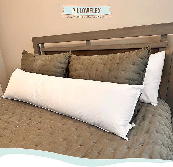 Pillowflex Synthetic Down Pillow Insert - 14x42 Down Alternative Pillow, Ultra Soft, Large Rectangle Body Sleeping Pillow, Lumbar, Long, Back - 1 Decorative Pillow Form