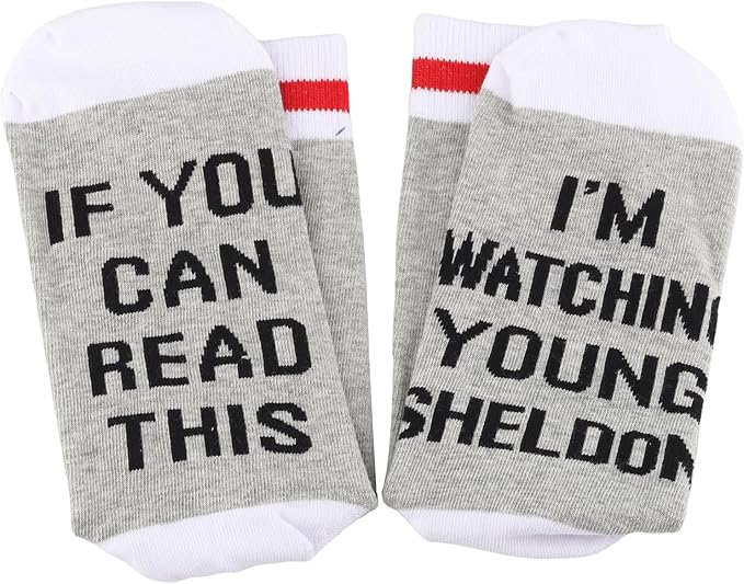 TSOTMO TV Show Socks If You Can Read This I'M Watching Funny Family Socks TV Fans Gift for Men Women (Young Socks)