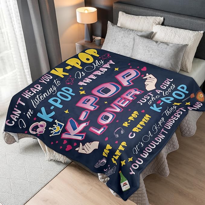Kpop Merch, K Pop Gifts for Teen Girl, Kpop Blanket 50"x60", Korean Pop Gifts for Women, Kpop Gifts Throws Blanket for K-Pop Lovers, Korean Friends K Drama K Pop Lovers Korean Friends Christmas