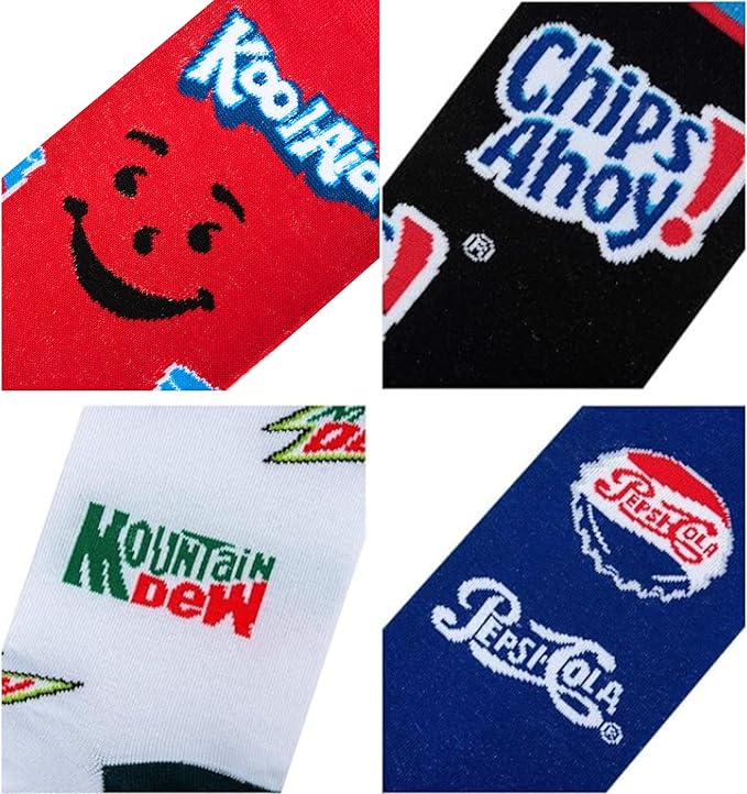 Crazy Socks–Snack Food Value Bundle – 8-Pack Novelty Crew Socks Gift Set Large Sizes for Men and Women, Soft & Comfortable