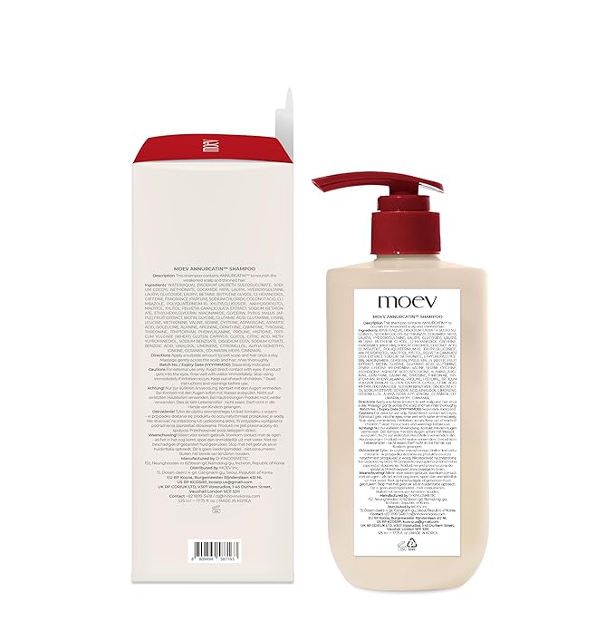 MOEV ANNURCATIN Shampoo | Korean Apple Hair Care for Strength and Volume in Thinning Hair | Adds Lift | Paraben-Free | Suitable for All Hair Types (17.75 fl.oz, Apple & Vanilla)