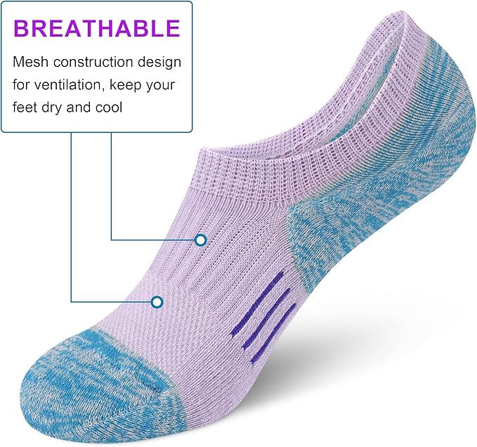 No Show Socks Womens Athletic Cushion Ankle Footies Low Cut 5-6 Pairs