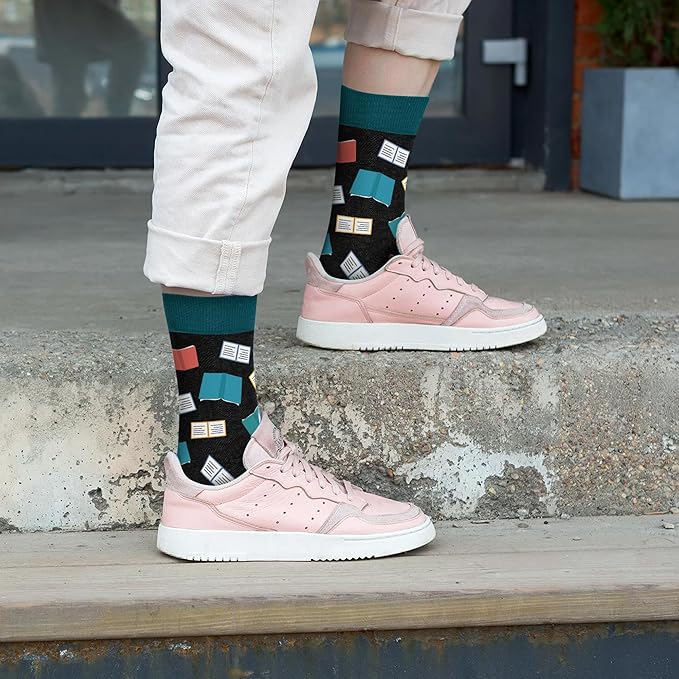 VICRAZY Book Lovers Gifts - Funny Socks for Book Lovers - Gift for Readers - Reading Stuff, Stocking Stuffers for Men, Women