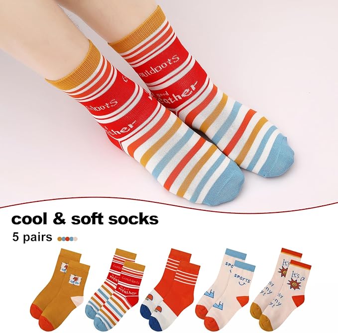 Girls Cotton Socks Soft Novelty Socks Cute Floral Pattern 11-15 Years 5 Pairs