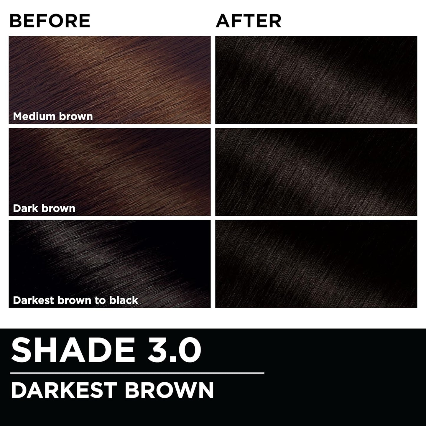 Garnier Hair Color Olia Ammonia-Free Brilliant Color Oil-Rich Permanent Hair Dye, 3.0 Darkest Brown, 2 Count (Packaging May Vary)