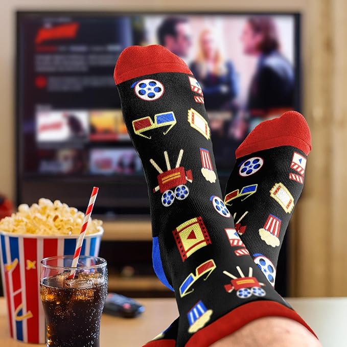 Movie Lover Gifts - Christmas Socks for Women, Funny and Horror Themed Gifts, Ideal for Movie Nights, Theater Gift