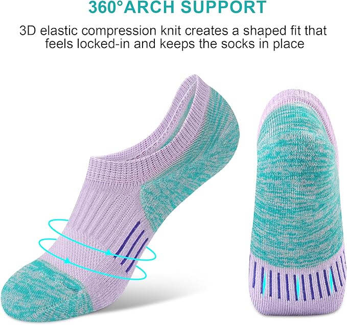 No Show Socks Womens Athletic Cushion Ankle Footies Low Cut 5-6 Pairs