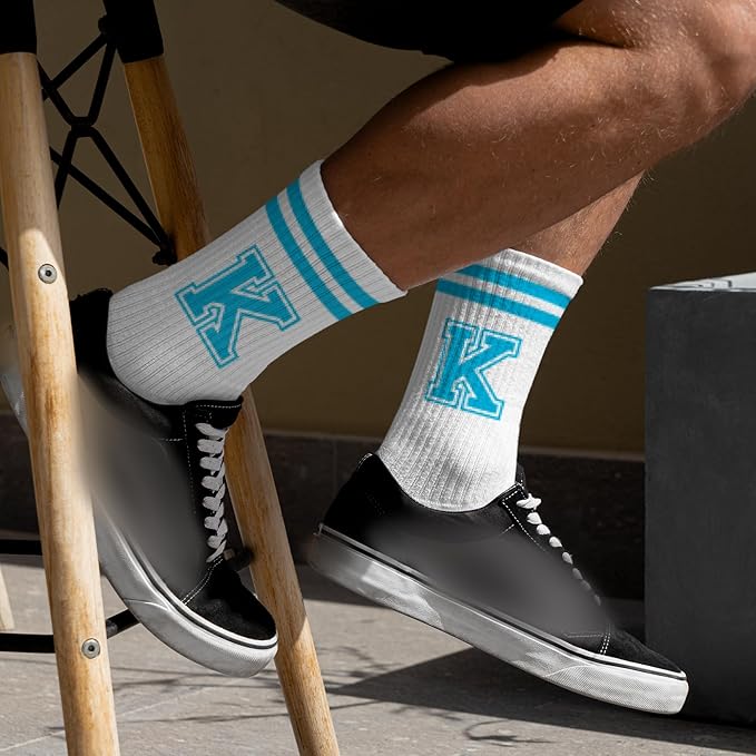 Sky Blue Initial Stripes Socks,Letter Socks Gifts for Birthday,Christmas,Back-to-school Season,etc.