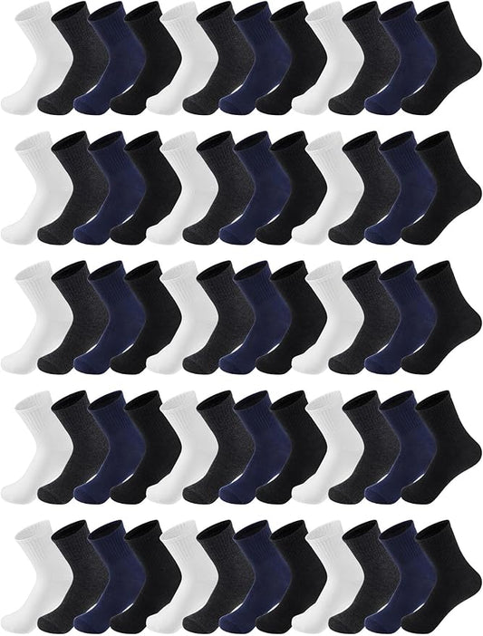 Tarpop 100 Pairs Bulk Mens Socks Moisture Wicking Casual Sports Ankle Socks for Homeless Unisex Adult Men Women