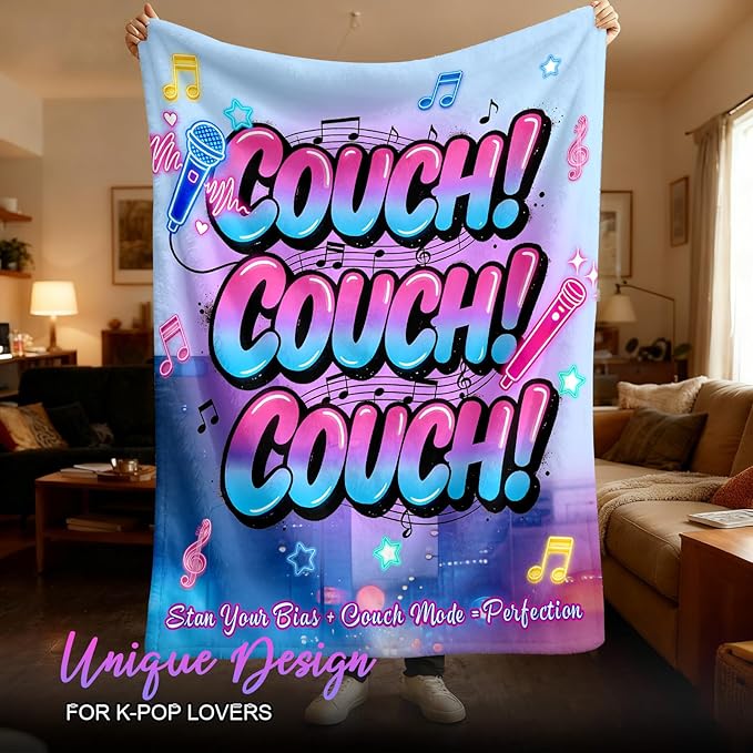 Kpop Couch! Couch! Couch! Gifts Blanket - Ultra-Soft Plush Throw Blanket for Adult, Teen Girls, Music Gifts for Women Friends K-Pop Lovers Merch Stuff, Christmas Birthday Gifts (Blue, 60''x50'')
