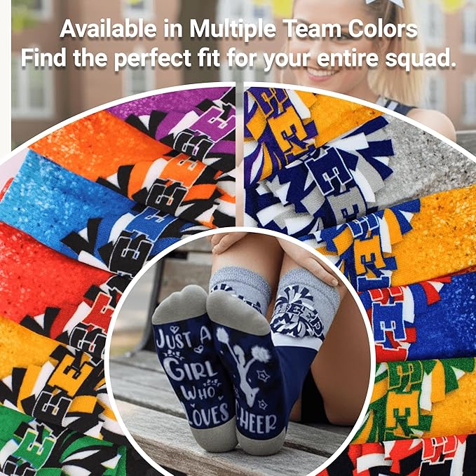Cheer Socks For Girls, Fun Cheerleading Socks for Cheerleaders, Ideal Cheer Team Gifts