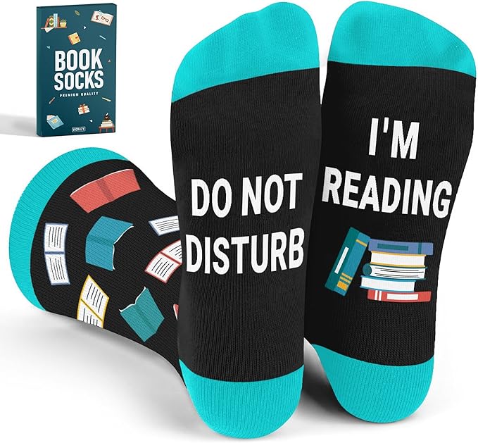 VICRAZY Book Lovers Gifts - Funny Socks for Book Lovers - Gift for Readers - Reading Stuff, Stocking Stuffers for Men, Women