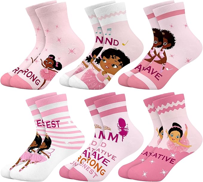 Queenshin Animal Flowers Dance Socks Girls Novelty Toddler Kids Crew Ankle Socks 6 Pairs 3-14Y Birthday Gift