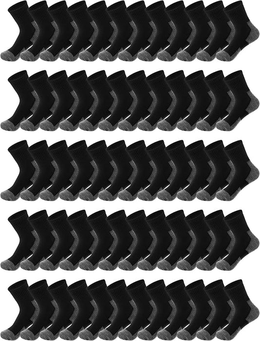 Tarpop 100 Pairs Bulk Mens Socks Moisture Wicking Casual Sports Ankle Socks for Homeless Unisex Adult Men Women