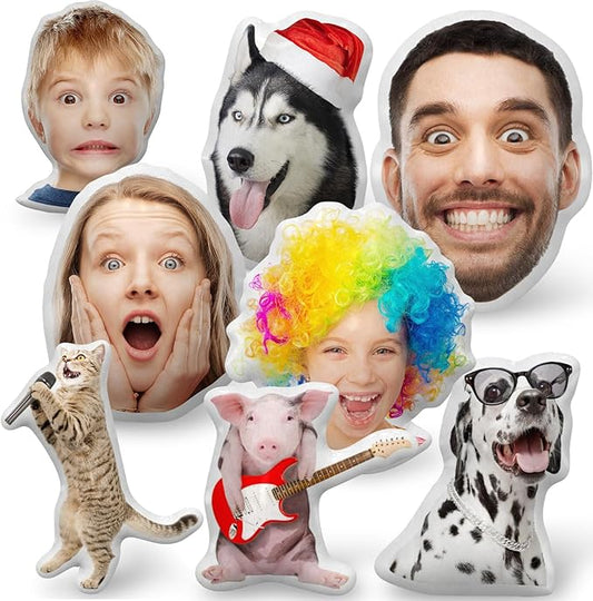 Custom Pet Pillow with Picture, Personalized Face Body Shaped Pillow, Customized Funny White Elephant Gifts for Adults, Fun Gag Gift for Men Women, Photo Christmas Funny Gifts (Insert Included)