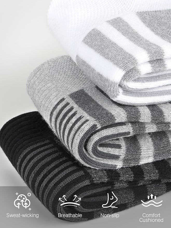 Airacker Athletic Running Ankle Cotton Socks, Low Cut Cushioned functional Anti-Blister Tab Sports Socks for Men Women 6pairs