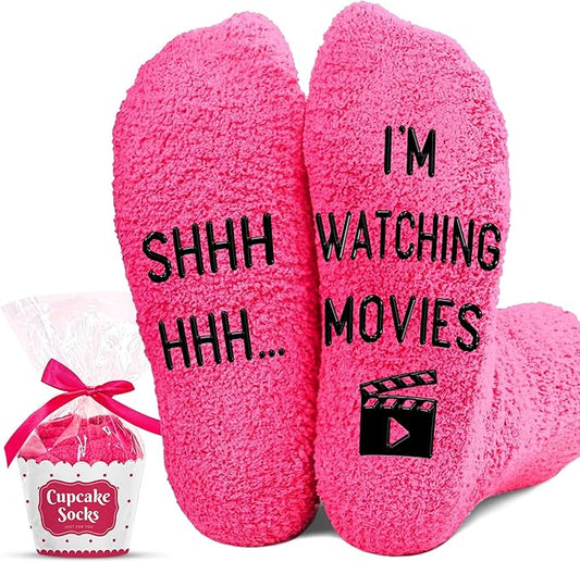 Movie Lover Gifts - Christmas Socks for Women, Funny and Horror Themed Gifts, Ideal for Movie Nights, Theater Gift