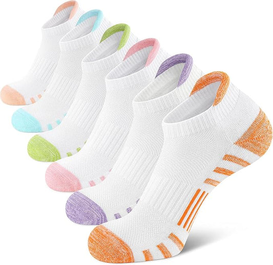 Airacker Athletic Running Ankle Cotton Socks, Low Cut Cushioned functional Anti-Blister Tab Sports Socks for Men Women 6pairs