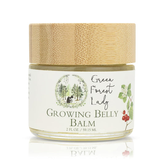 Green Forest Lady-Organic Growing Belly Balm to Support Skin as it Stretches in Pregnancy | Improves Elasticity | Moisturizes Skin | Soothes Itching | 2 FL. OZ./59.15 ML.