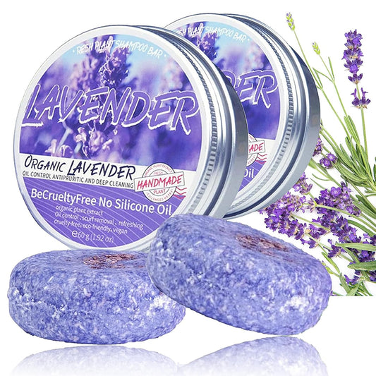 2PCS Shampoo Bar for Gray Hair, Lavender Shampoo Bar for Gray Hair, Natural Organics Shampoo and Conditioner Barfor Thinning Hair for Men & Women (Lavender)