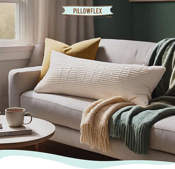 Pillowflex Synthetic Down Pillow Insert - 14x42 Down Alternative Pillow, Ultra Soft, Large Rectangle Body Sleeping Pillow, Lumbar, Long, Back - 1 Decorative Pillow Form