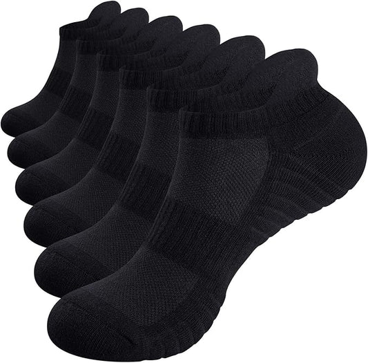 TANSTC Mens Socks,6 Pairs Anti-Blister Cushioned Breathable Cotton Athletic Ankle Running Sports Women Sock