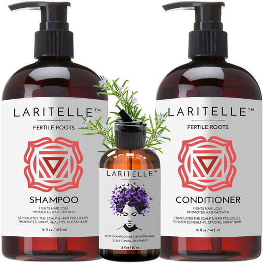 Organic Hair Care Set Fertile Roots | Fortifying, Strengthening & Rejuvenating | Prevents Hair Thinning and Shedding, Promotes New Hair Growth | Ayurvedic Herbs, Lavender, Ginger, Rosemary