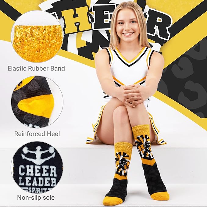 Cheer Socks For Girls, Fun Cheerleading Socks for Cheerleaders, Ideal Cheer Team Gifts
