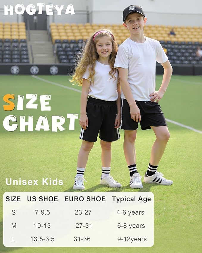HONGTEYA Kids Socks for Girls Boys Soft Stretch Cotton Crew Seamless Athletic Socks School Uniform 4-12 Years 5 Packs