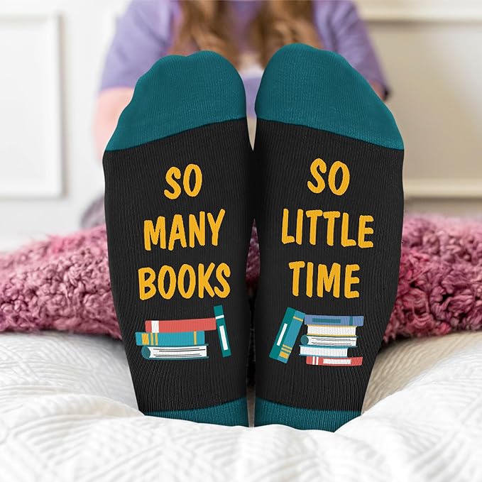 VICRAZY Book Lovers Gifts - Funny Socks for Book Lovers - Gift for Readers - Reading Stuff, Stocking Stuffers for Men, Women