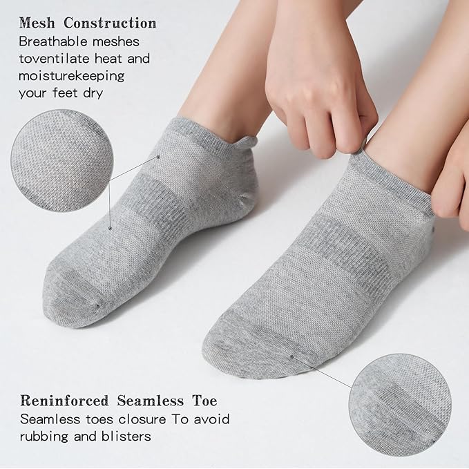 Ankle Socks Women's and Mens - 6/10 Pairs Low Cut Tab & No Show Athletics Running Socks