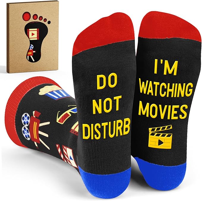 Movie Lover Gifts - Christmas Socks for Women, Funny and Horror Themed Gifts, Ideal for Movie Nights, Theater Gift