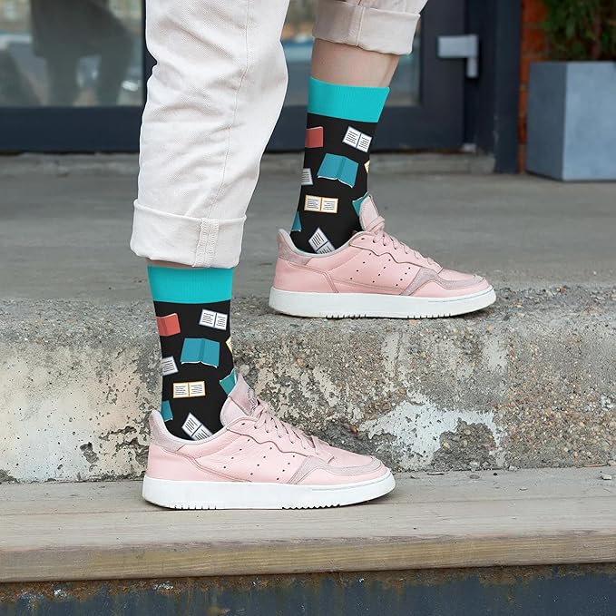 VICRAZY Book Lovers Gifts - Funny Socks for Book Lovers - Gift for Readers - Reading Stuff, Stocking Stuffers for Men, Women